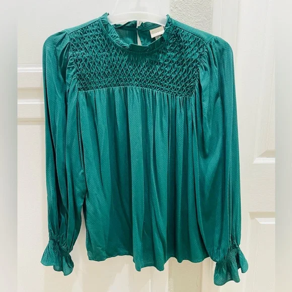 a new day Green Smocked Blouse NWT - Picture 2 of 8